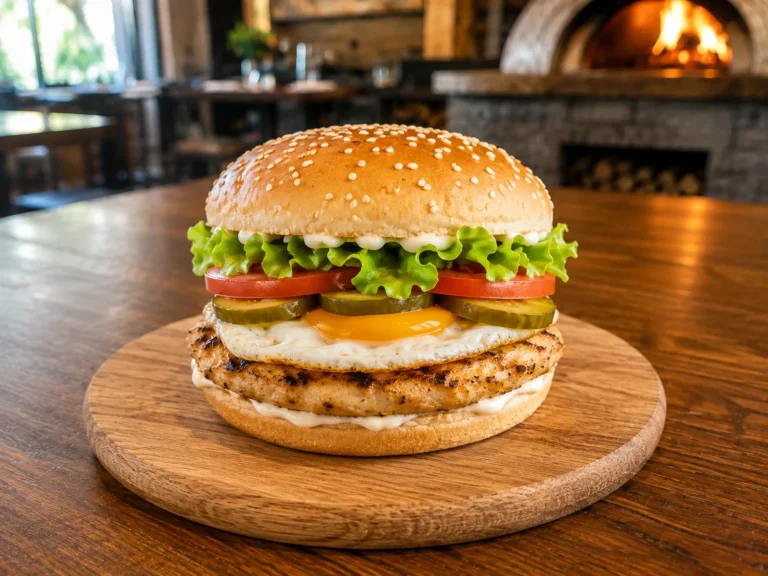 Hamburger cu piept de pui la grătar