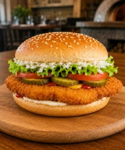 Hamburger cu șnițel de pui