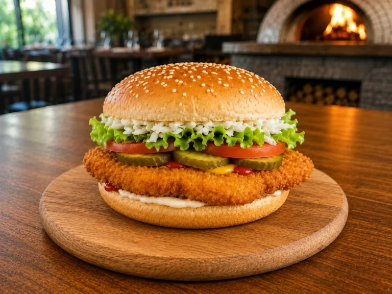 Hamburger cu șnițel de pui